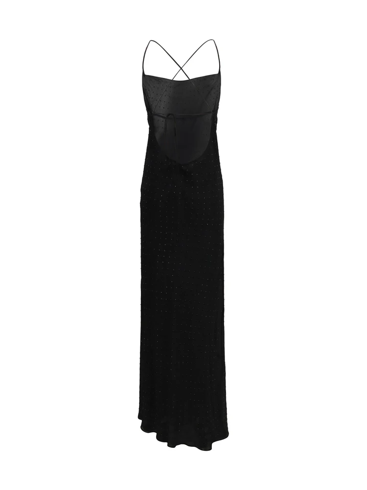 Abito slipdress lungo con strass 106299A32X Z99 PINKO Nero limousine 