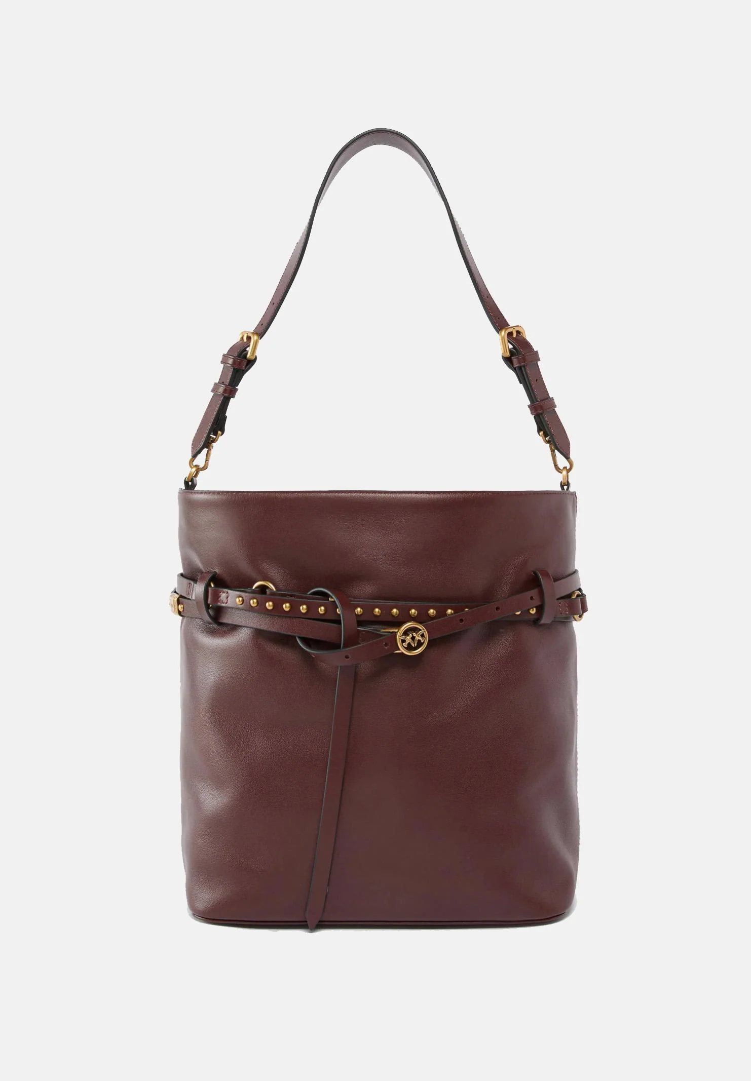 Borsa a secchiello in pelle 106339A0QO R49Q PINKO Burgundy wine antigue gold 