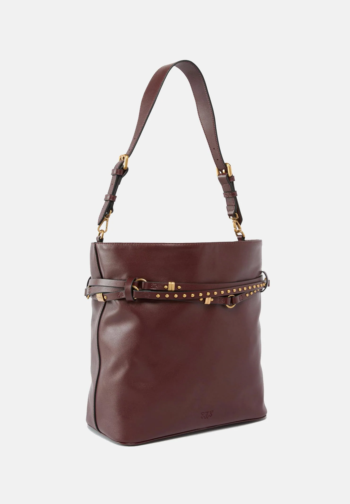 Borsa a secchiello in pelle 106339A0QO R49Q PINKO Burgundy wine antigue gold 