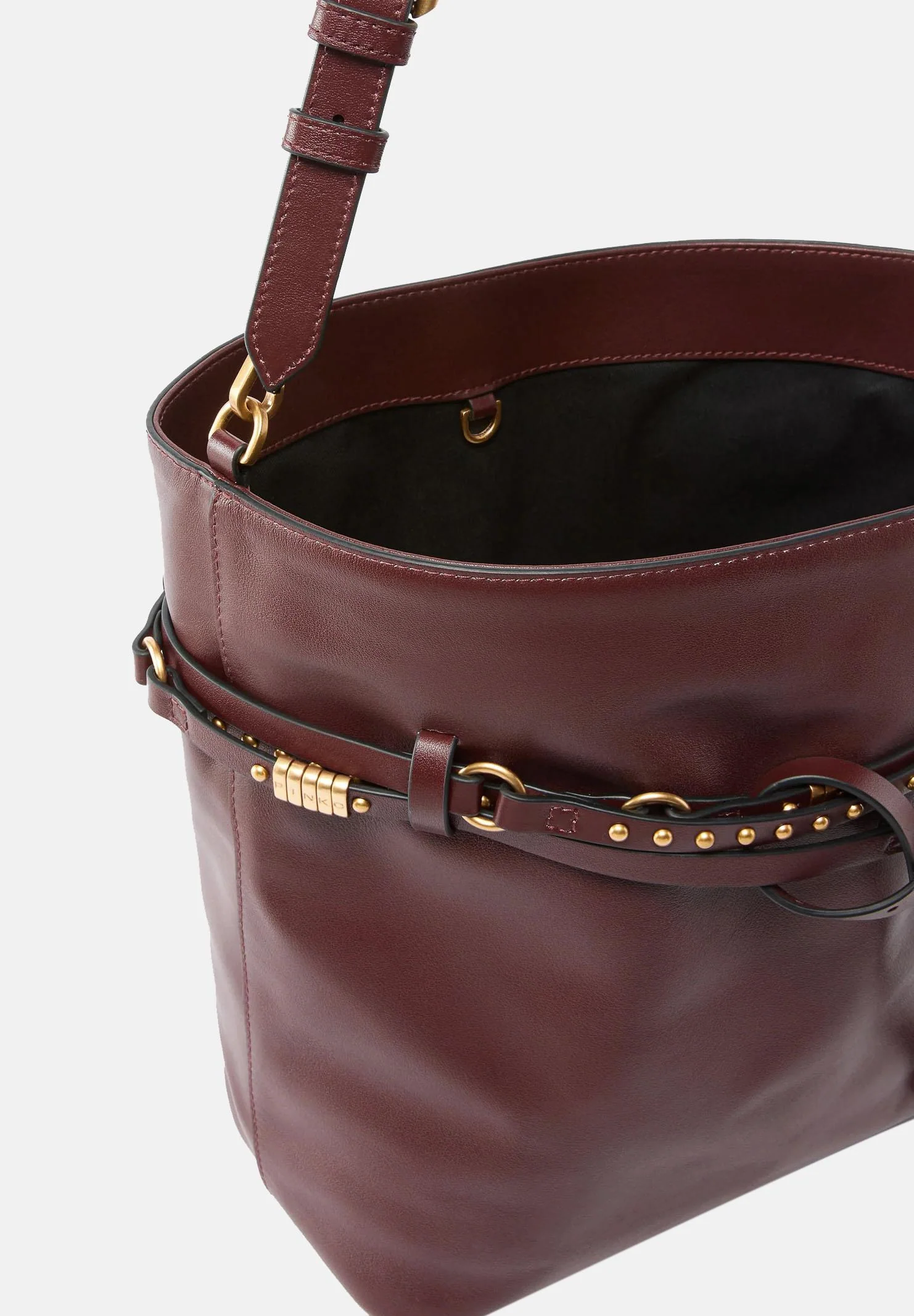 Borsa a secchiello in pelle 106339A0QO R49Q PINKO Burgundy wine antigue gold 