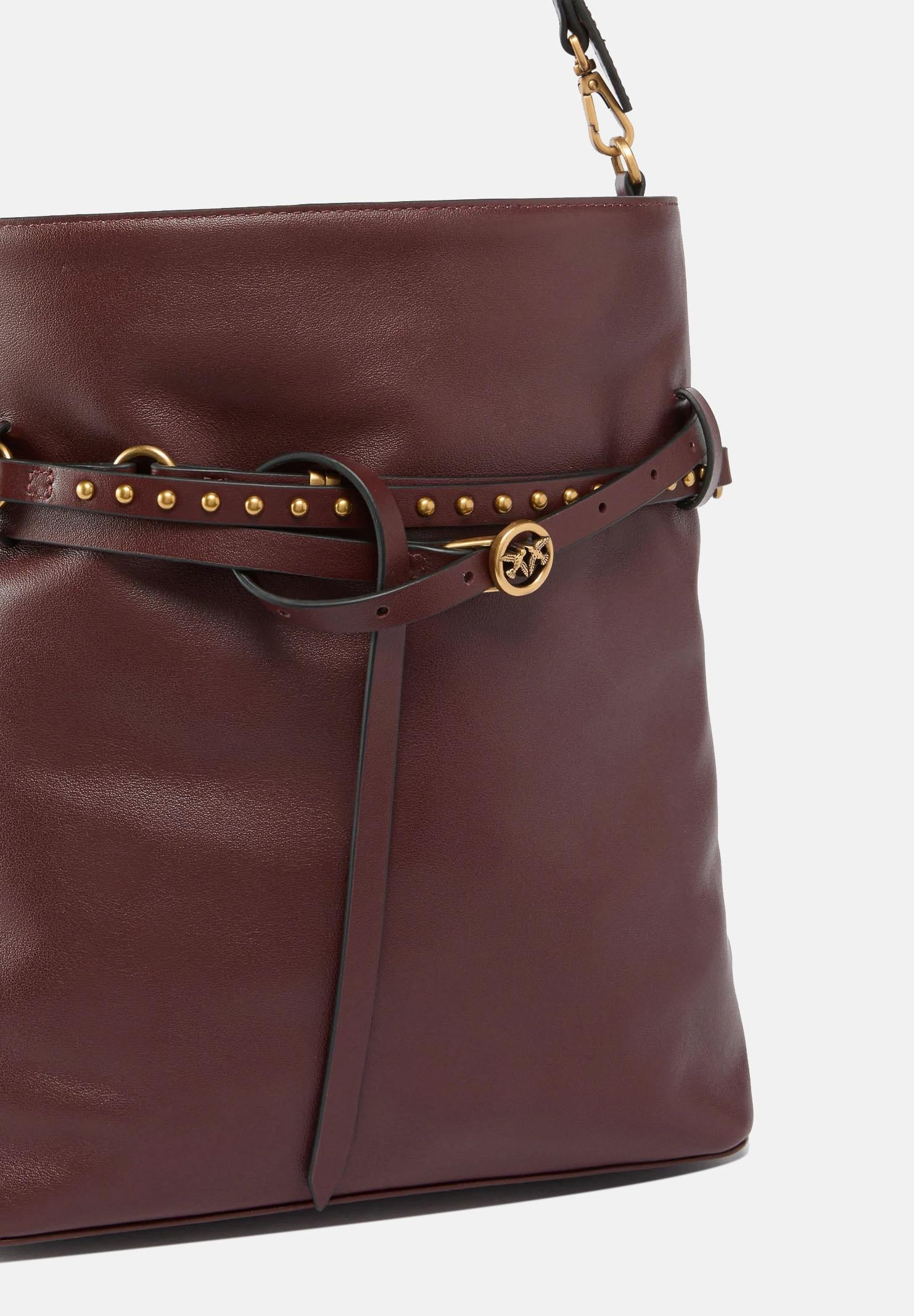 Borsa a secchiello in pelle 106339A0QO R49Q PINKO Burgundy wine antigue gold 