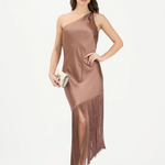 Abito smanicato in raso 106352A33D L50 PINKO Marrone-ghianda 