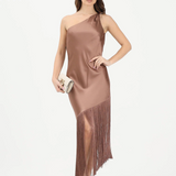 Abito smanicato in raso 106352A33D L50 PINKO Marrone-ghianda 