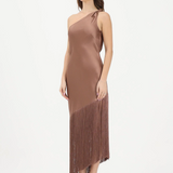 Abito smanicato in raso 106352A33D L50 PINKO Marrone-ghianda 