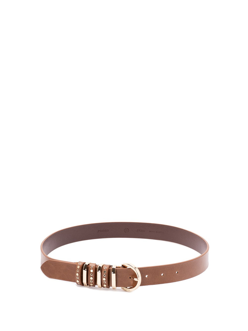 Cintura in pelle con borchie 106426A2QK L17L PINKO Marrone-leone-light gold 
