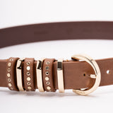 Cintura in pelle con borchie 106426A2QK L17L PINKO Marrone-leone-light gold 