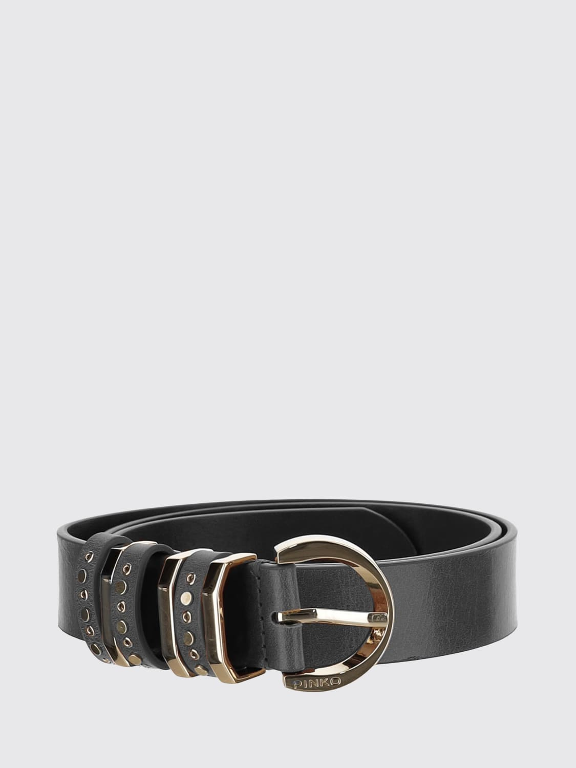 Cintura in pelle con borchie 106426A2QK Z99L PINKO Nero-light gold 