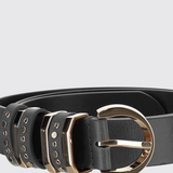 Cintura in pelle con borchie 106426A2QK Z99L PINKO Nero-light gold 