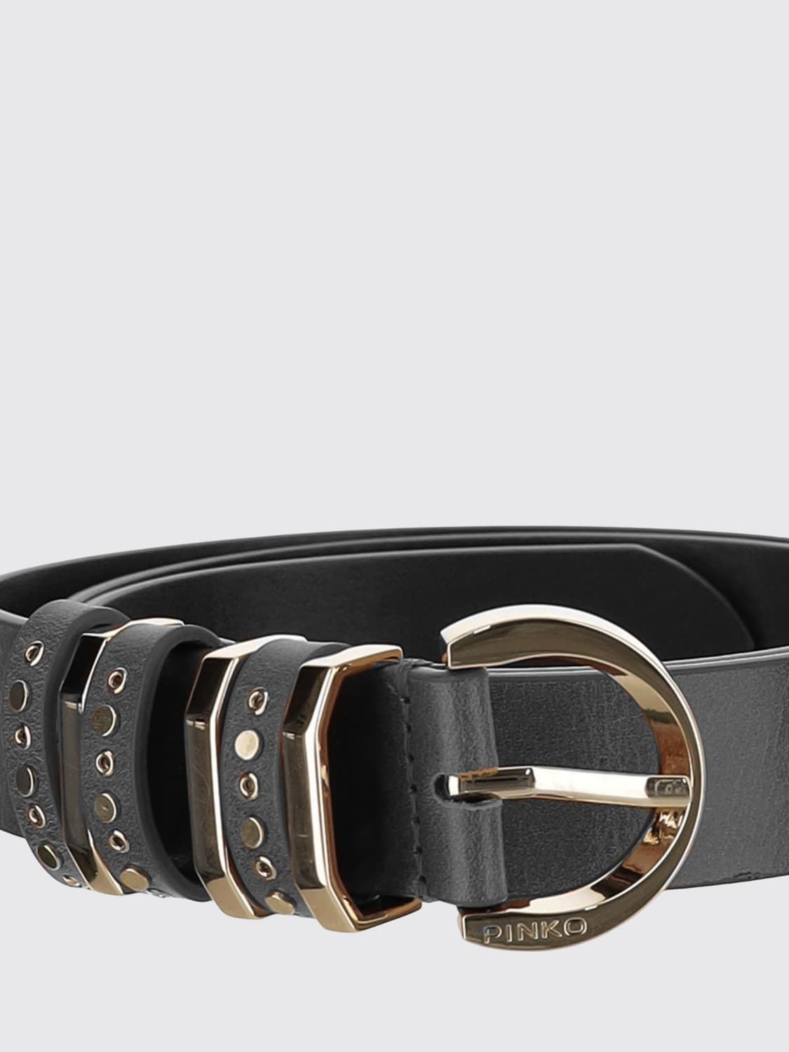 Cintura in pelle con borchie 106426A2QK Z99L PINKO Nero-light gold 