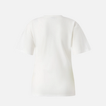 T-shirt con drappeggio e dettaglio dorato 106455A35D Z05 PINKO Bianco-biancaneve 