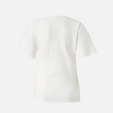 T-shirt con drappeggio e dettaglio dorato 106455A35D Z05 PINKO Bianco-biancaneve 