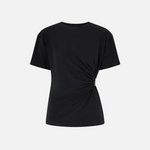 T-shirt con drappeggio e dettaglio dorato 106455A35D Z99 PINKO Nero limousine 