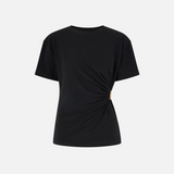 T-shirt con drappeggio e dettaglio dorato 106455A35D Z99 PINKO Nero limousine 