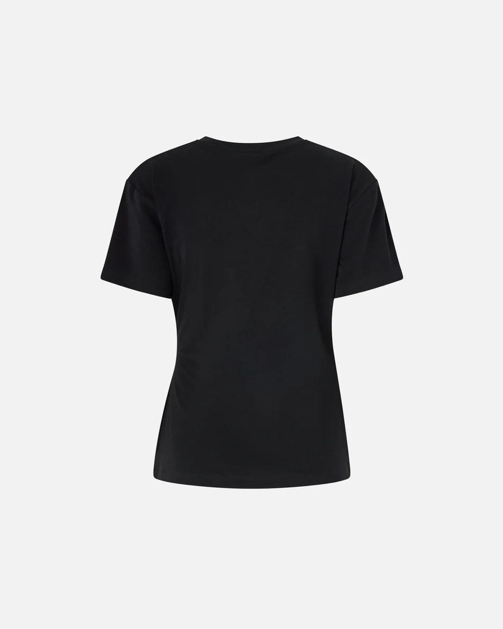 T-shirt con drappeggio e dettaglio dorato 106455A35D Z99 PINKO Nero limousine 