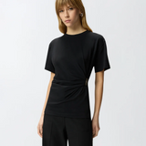 T-shirt con drappeggio e dettaglio dorato 106455A35D Z99 PINKO Nero limousine 