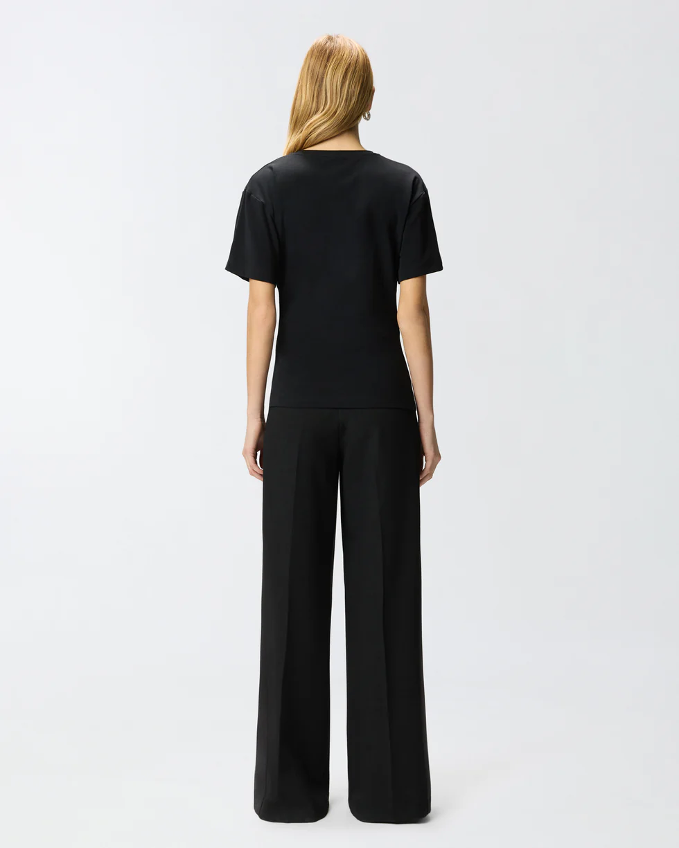 T-shirt con drappeggio e dettaglio dorato 106455A35D Z99 PINKO Nero limousine 