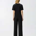 T-shirt con drappeggio e dettaglio dorato 106455A35D Z99 PINKO Nero limousine 