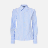 Camicia in cotone a righe con logo 106481A36J EZB PINKO Azzurro/bianco 