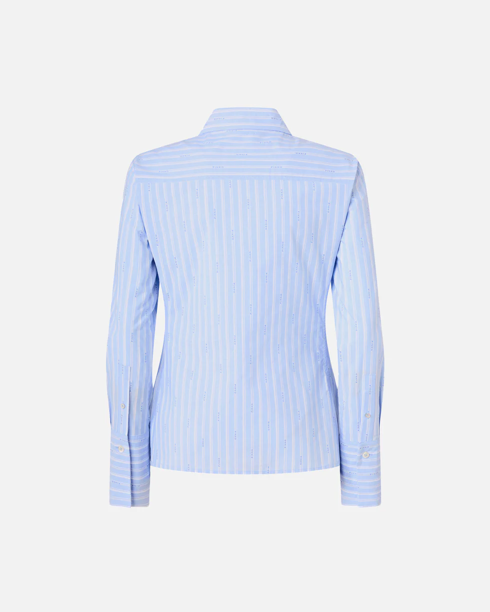 Camicia in cotone a righe con logo 106481A36J EZB PINKO Azzurro/bianco 