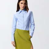 Camicia in cotone a righe con logo 106481A36J EZB PINKO Azzurro/bianco 