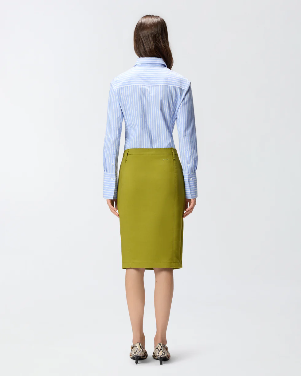Camicia in cotone a righe con logo 106481A36J EZB PINKO Azzurro/bianco 