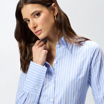 Camicia in cotone a righe con logo 106481A36J EZB PINKO Azzurro/bianco 