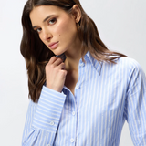 Camicia in cotone a righe con logo 106481A36J EZB PINKO Azzurro/bianco 