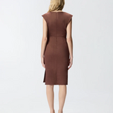 Abito longuette aderente in lino 106521A34I L78 PINKO Marrone terra x piante 