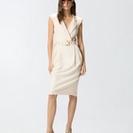 Abito midi a portafoglio con cintura 106565A2W6 C00 PINKO Bianco cigno 