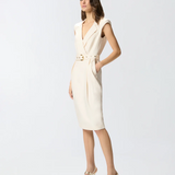 Abito midi a portafoglio con cintura 106565A2W6 C00 PINKO Bianco cigno 