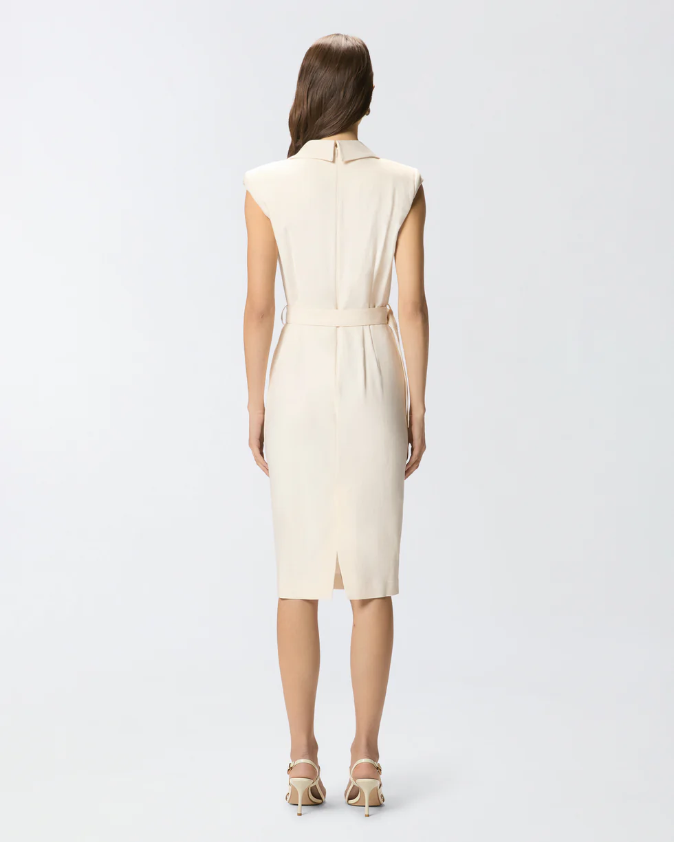 Abito midi a portafoglio con cintura 106565A2W6 C00 PINKO Bianco cigno 