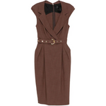 Abito midi a portafoglio con cintura 106565A2W6 L78 PINKO Marrone terra x piante 