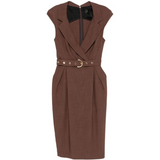 Abito midi a portafoglio con cintura 106565A2W6 L78 PINKO Marrone terra x piante 