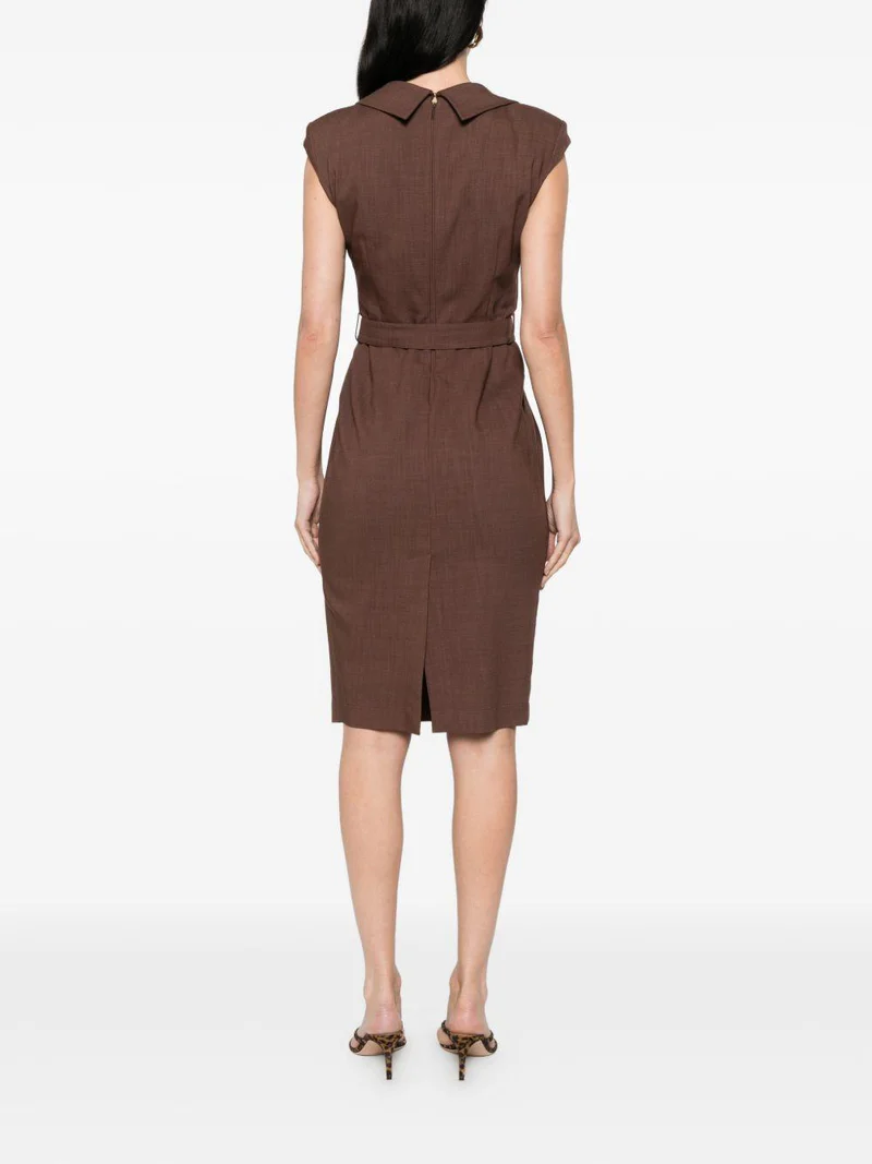 Abito midi a portafoglio con cintura 106565A2W6 L78 PINKO Marrone terra x piante 