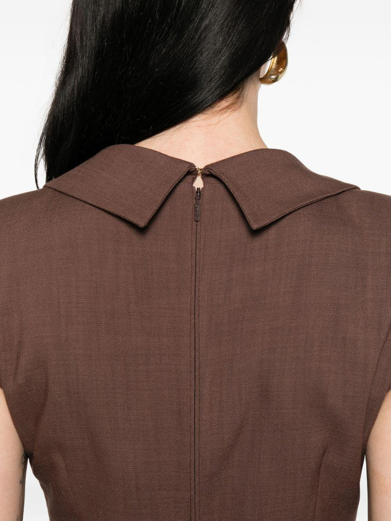 Abito midi a portafoglio con cintura 106565A2W6 L78 PINKO Marrone terra x piante 