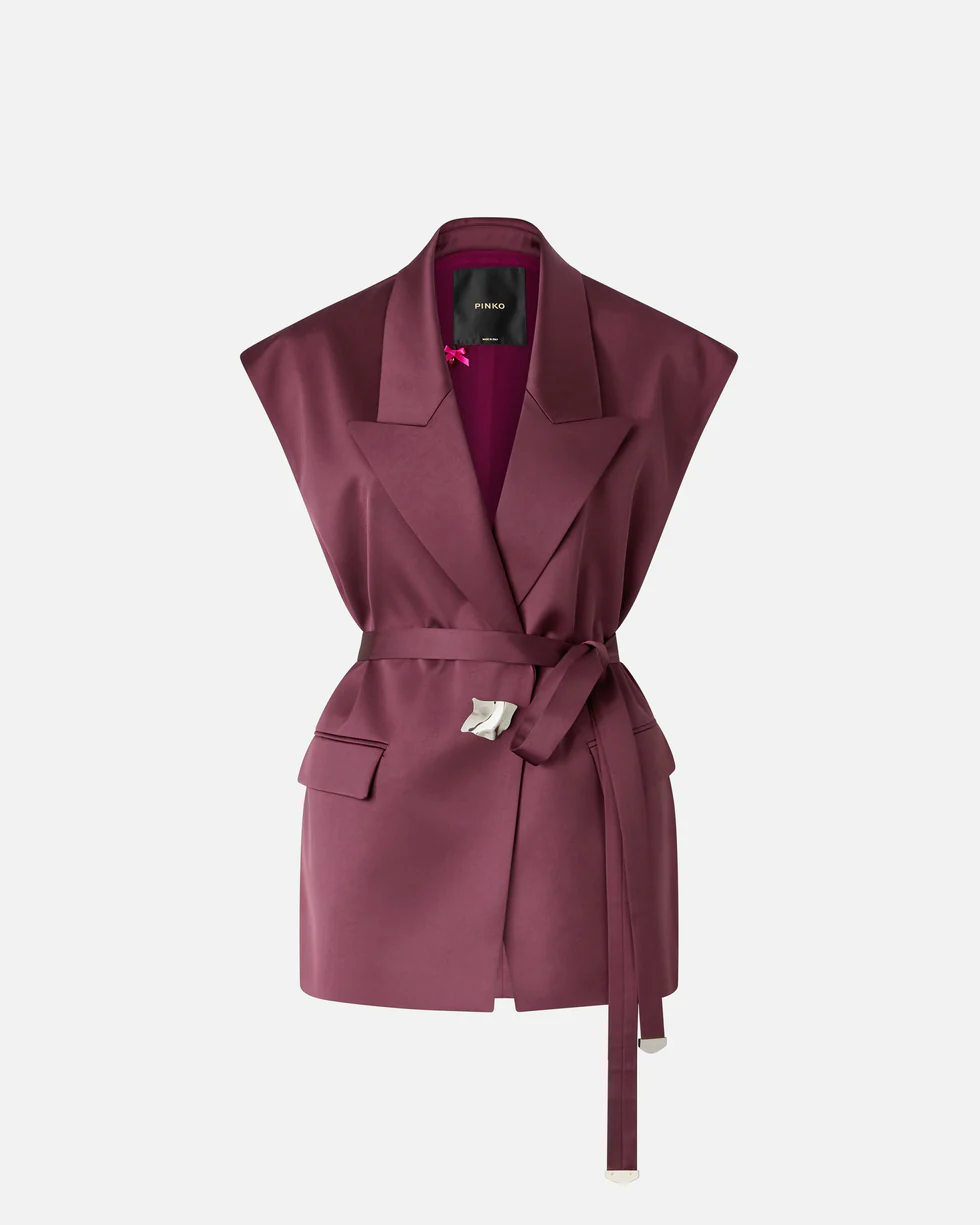 Giacca smanicata in satin 106585A1Y5 R57 PINKO Bordeaux-degustaz. vino 