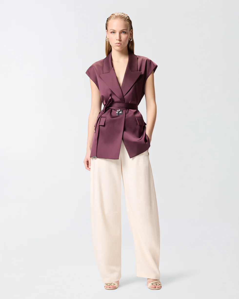 Giacca smanicata in satin 106585A1Y5 R57 PINKO Bordeaux-degustaz. vino 