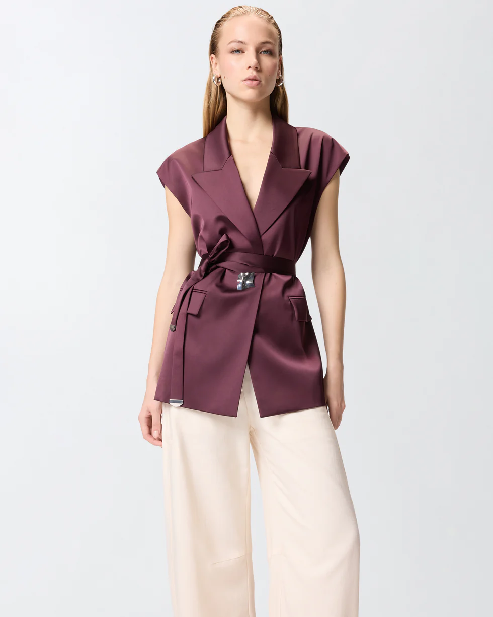 Giacca smanicata in satin 106585A1Y5 R57 PINKO Bordeaux-degustaz. vino 