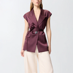 Giacca smanicata in satin 106585A1Y5 R57 PINKO Bordeaux-degustaz. vino 