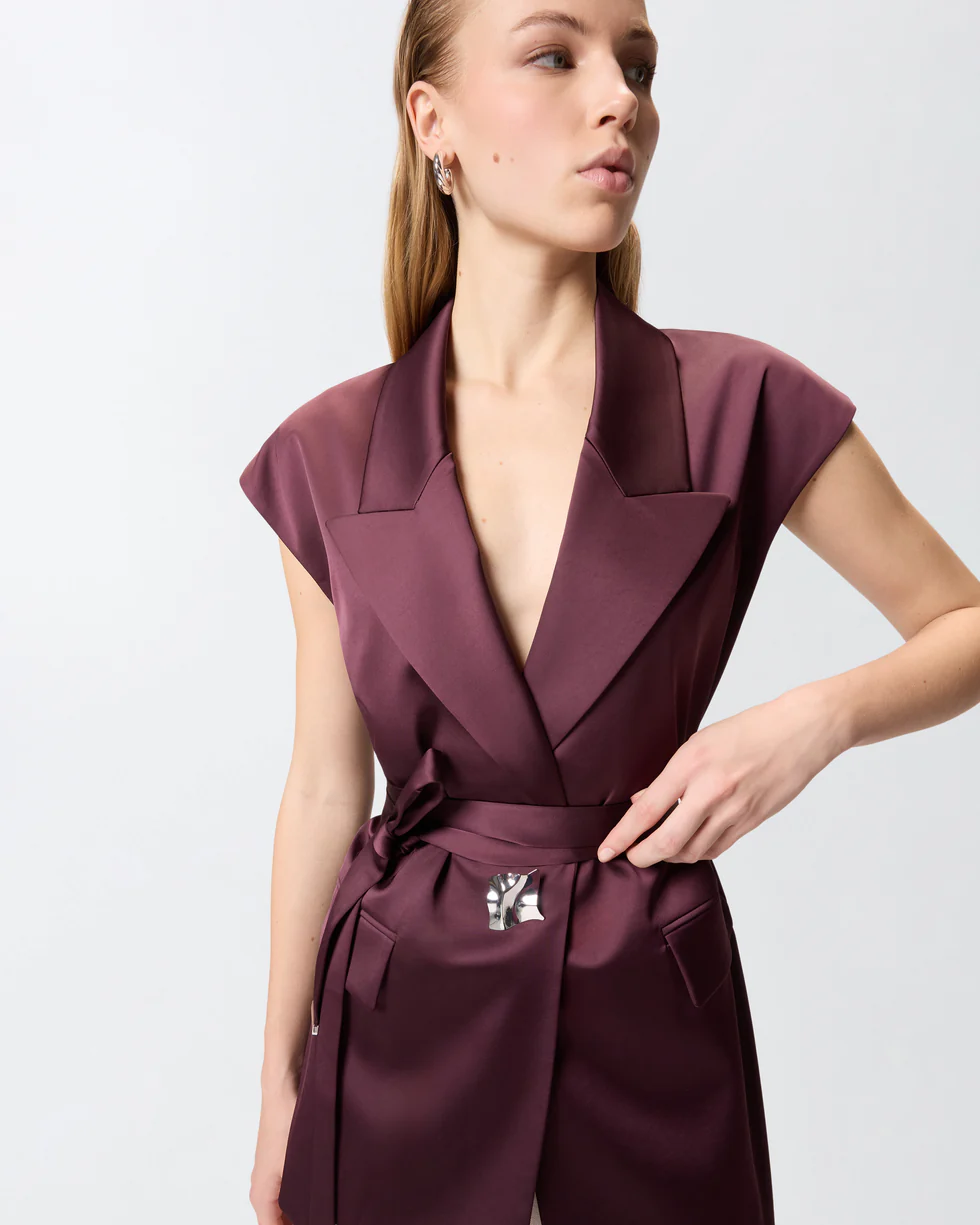 Giacca smanicata in satin 106585A1Y5 R57 PINKO Bordeaux-degustaz. vino 