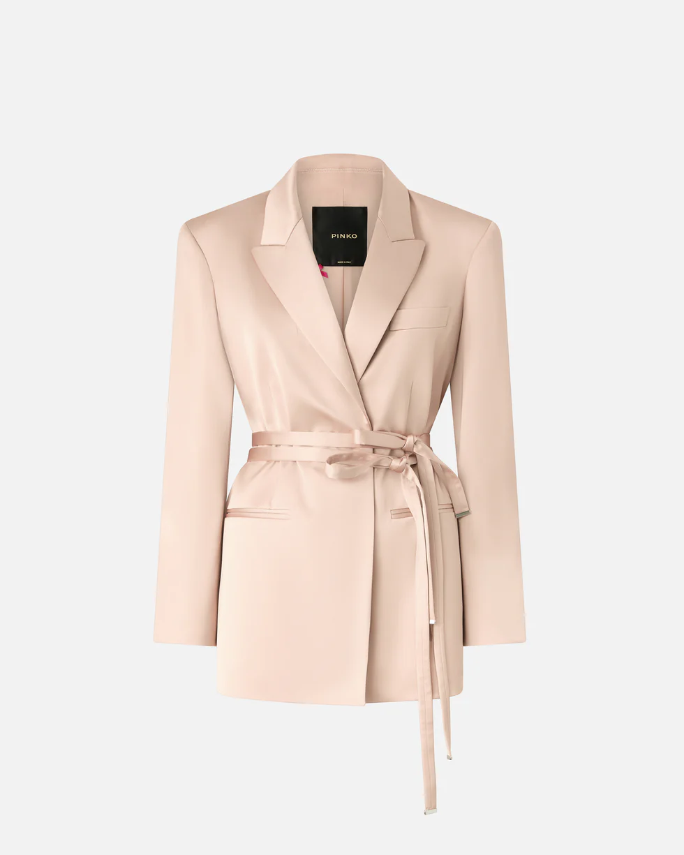 Giacca in satin con cintura 106589A1Y5 Q35 PINKO Rosa mogano 