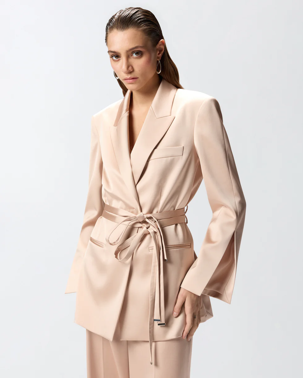 Giacca in satin con cintura 106589A1Y5 Q35 PINKO Rosa mogano 