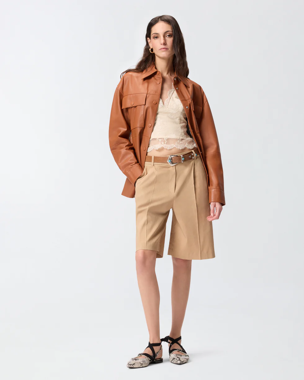 Bermuda con piega stirata 106594A34I D41 PINKO Beige chantilly 