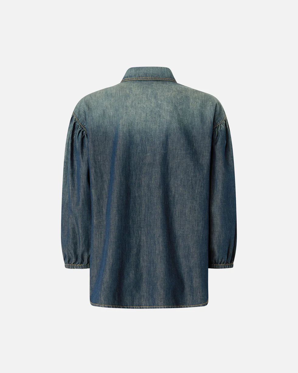 Camicia in denim con maniche a palloncino 106596A37K PJC PINKO Lavaggio medio scuro 