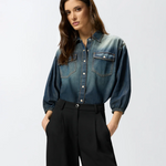 Camicia in denim con maniche a palloncino 106596A37K PJC PINKO Lavaggio medio scuro 