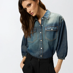 Camicia in denim con maniche a palloncino 106596A37K PJC PINKO Lavaggio medio scuro 