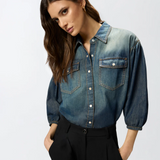 Camicia in denim con maniche a palloncino 106596A37K PJC PINKO Lavaggio medio scuro 