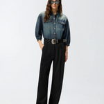Camicia in denim con maniche a palloncino 106596A37K PJC PINKO Lavaggio medio scuro 