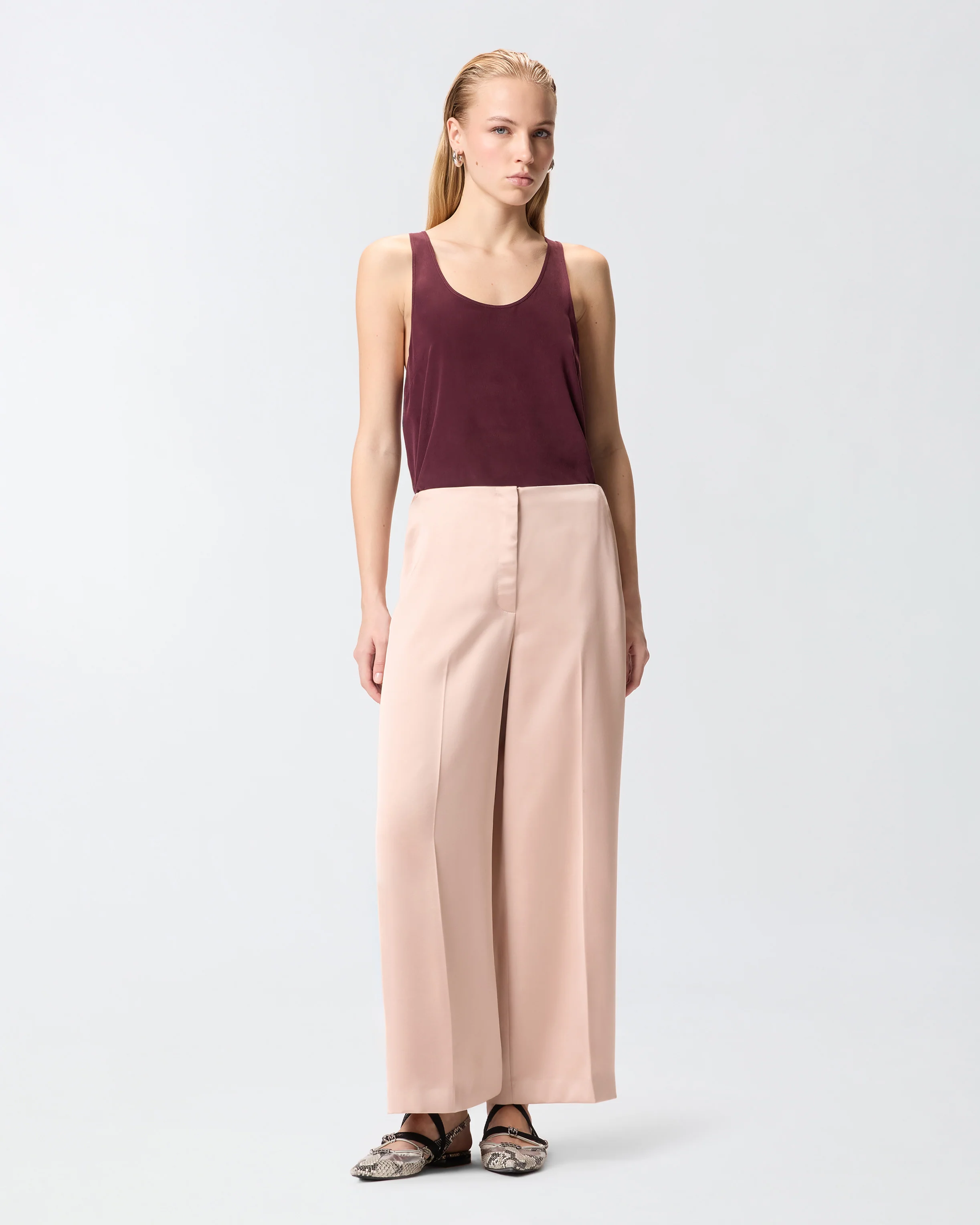 Pantaloni in raso 106601A1Y5 Q35 PINKO Rosa mogano 