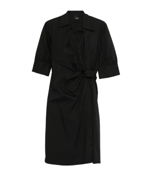 Abito in cotone annodato 106602A35Q Z99 PINKO Nero limousine 